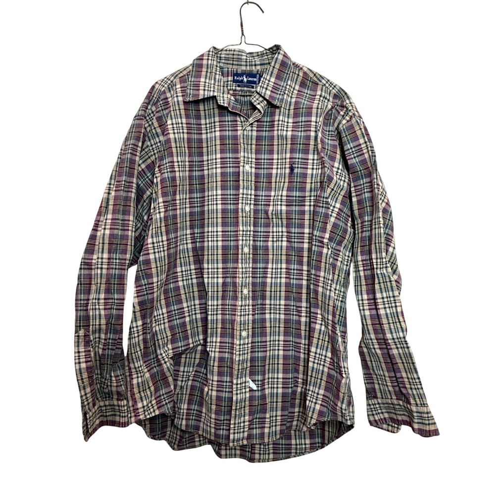 Ralph Lauren Button Down Shirt Mens XXL 2XL Plaid Preppy Casual Classic Cotton
